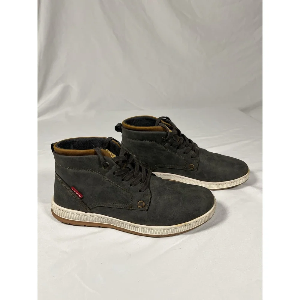 Levi's Mens Chukka Boots Size 8 Gray Faux Leather Lace Up Casual Shoes 518824K36